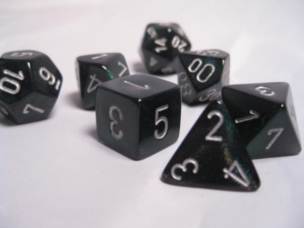 Chessex (27428): Polyhedral 7-Die Set: Borealis: Smoke/Silver 