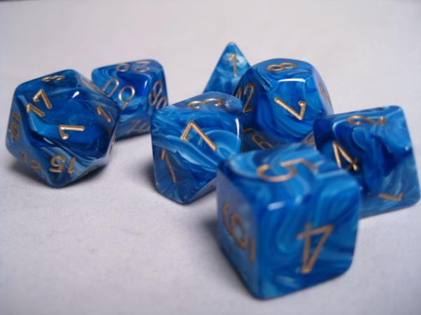 Chessex (27436): Polyhedral 7-Die Set: Vortex: Blue/Gold 
