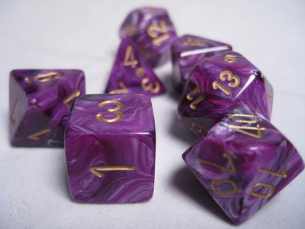 Chessex (27437): Polyhedral 7-Die Set: Vortex: Purple/Gold 