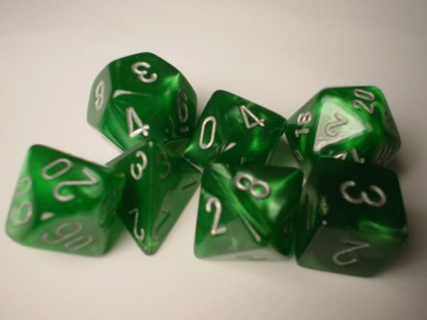 Chessex (27475): Polyhedral 7-Die Set: Velvet: Green/Silver 