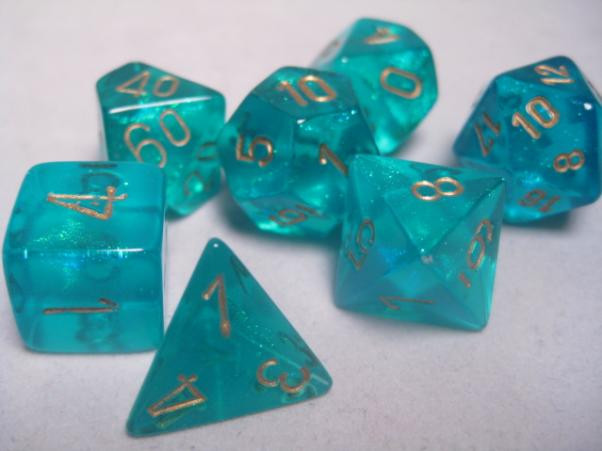 Chessex (27486): Polyhedral 7-Die Set: Borealis: Teal/Gold 