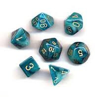 Chessex (27489): Polyhedral 7-Die Set: Phantom: Teal/Gold 