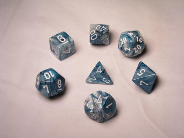 Chessex (27490): Polyhedral 7-Die Set: Lustrous: Slate/White 