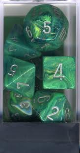 Chessex (27495): Polyhedral 7-Die Set: Lustrous: Green Gold/Silver 
