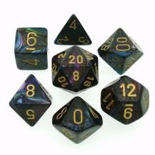 Chessex (27499): Polyhedral 7-Die Set: Lustrous: Shadow/Gold 