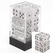 Chessex (27601): D6: 16mm: Frosted: Clear/Black 