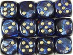 Chessex (27627): D6: 16mm: Scarab: Royal Blue/Gold 