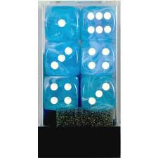 Chessex (27646): D6: 16mm: Cirrus: Light Blue/White 