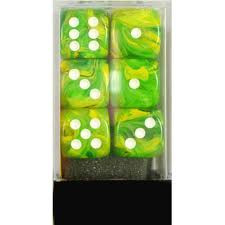 Chessex (27652): D6: 16mm: Vortex: Dandelion/White 