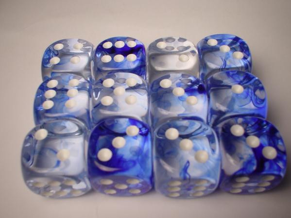 Chessex (27666): D6: 16mm: Nebula: Dark Blue/White 