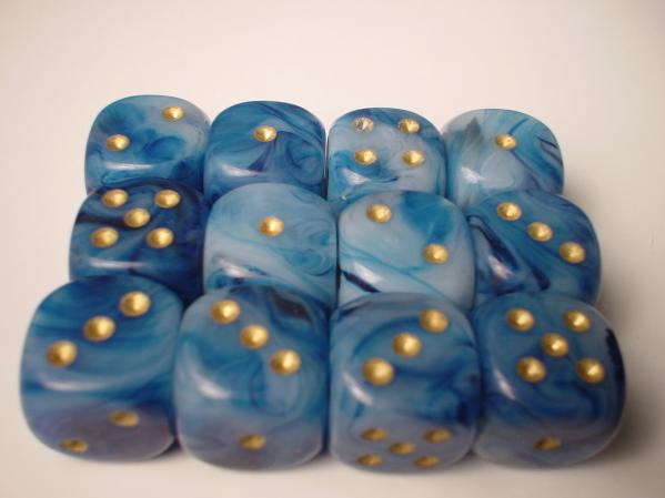 Chessex (27689): D6: 16mm: Phantom: Teal/Gold 