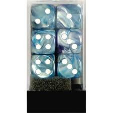 Chessex (27690): D6: 16mm: Lustrous: Slate/White 