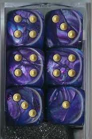 Chessex (27697): D6: 16mm: Lustrous: Purple/Gold 