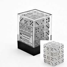 Chessex (27801): D6: 12mm: Frosted: Clear/Black 
