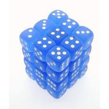 Chessex (27806): D6: 12mm: Frosted: Blue/White 