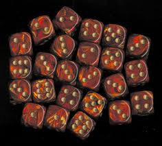 Chessex (27814): D6: 12mm: Scarab: Scarlet/Gold 