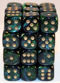 Chessex (27815): D6: 12mm: Scarab: Jade/Gold 