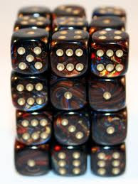 Chessex (27819): D6: 12mm: Scarab: Blue Blood/Gold 