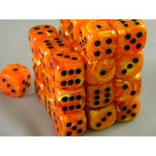 Chessex (27833): D6: 12mm: Vortex: Orange/Black 