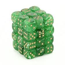 Chessex (27835): D6: 12mm: Vortex: Green/Gold 