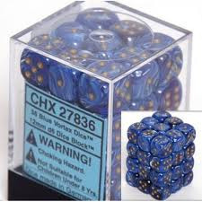 Chessex (27836): D6: 12mm: Vortex: Blue/Gold 