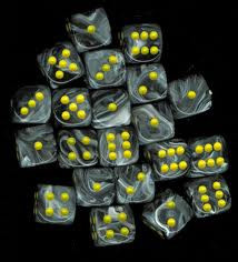 Chessex (27838): D6: 12mm: Vortex: Black/Yellow 