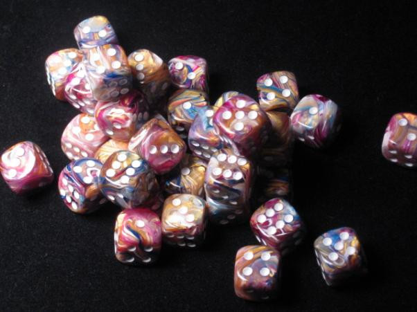 Chessex (27840): D6: 12mm: Festive: Carousel/White 