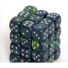 Chessex (27845): D6: 12mm: Festive: Green/Silver 