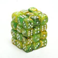 Chessex (27852): D6: 12mm: Vortex: Dandelion/White 