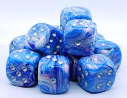 Chessex (27856): D6: 12mm: Blue/Silver Mother of Pearl 