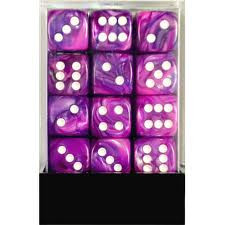 Chessex (27857): D6: 12mm: Festive: Violet/White 