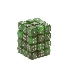 Chessex (27875): D6: 12mm: Velvet: Green/Silver 