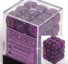 Chessex (27877): D6: 12mm: Velvet: Purple/Silver 