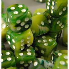 Chessex (27885): D6: 12mm: Phantom: Green/White 