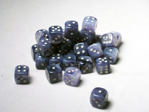 Chessex (27888): D6: 12mm: Phantom: Black/Silver 