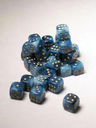 Chessex (27889): D6: 12mm: Phantom: Teal/Gold 