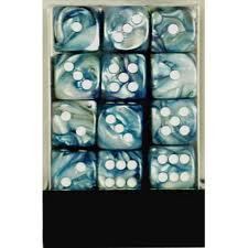 Chessex (27890): D6: 12mm: Lustrous: Slate/White 