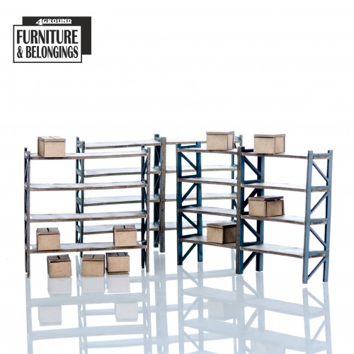 4Ground Miniatures: 28mm: Furniture & Belongings: Shopping Mall: Storage Racking 