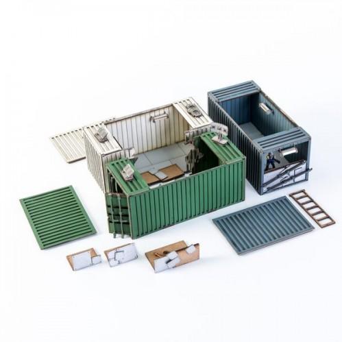 4Ground Miniatures: 28mm: 3X Damaged Stacked Containers A (Option 1) 