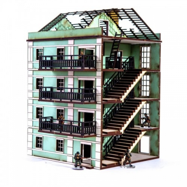 4Ground Miniatures: 28mm: World At War: Pavlov’s House Middle Block Damaged 