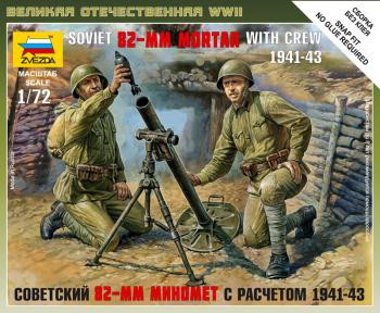 Zvezda Military 1/72 Scale: Soviet 82-mm Mortar with Crew 1941-43 