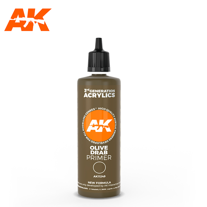 AK-Interactive 3rd Gen Paints: Olive Drab Primer (100 ml) 