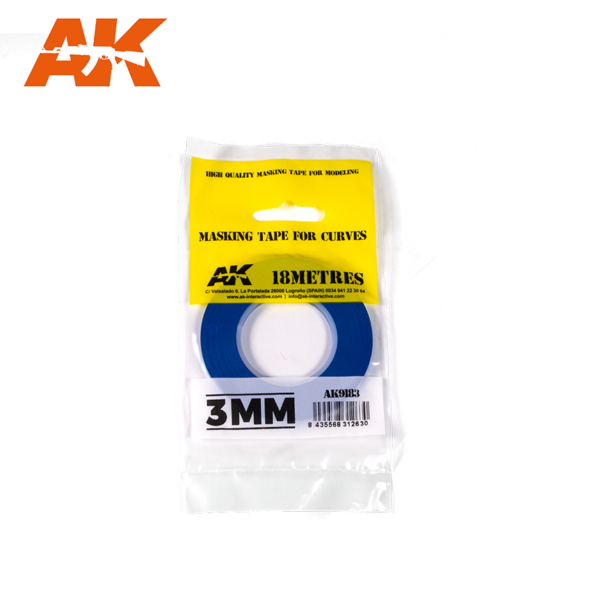 AK-Interactive: Blue Masking Tape for Curves: 3MM 