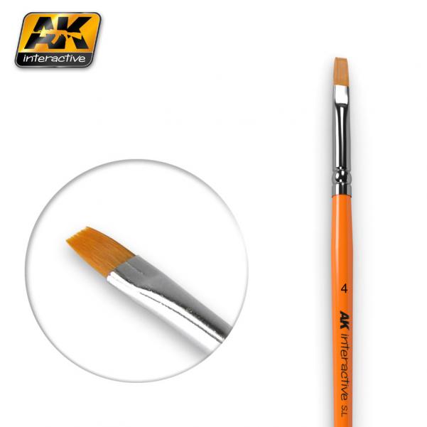 AK-Interactive Brushes: FLAT BRUSH 4 SYNTHETIC 