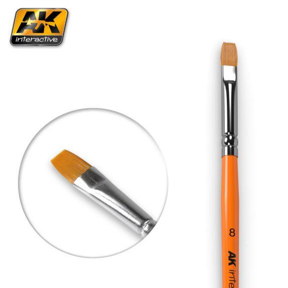 AK-Interactive Brushes: FLAT BRUSH 8 SYNTHETIC 