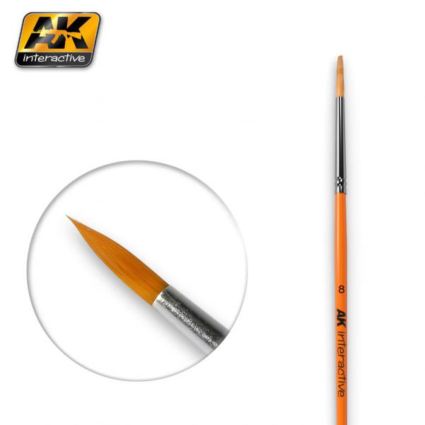 AK-Interactive Brushes: ROUND BRUSH 8 SYNTHETIC 