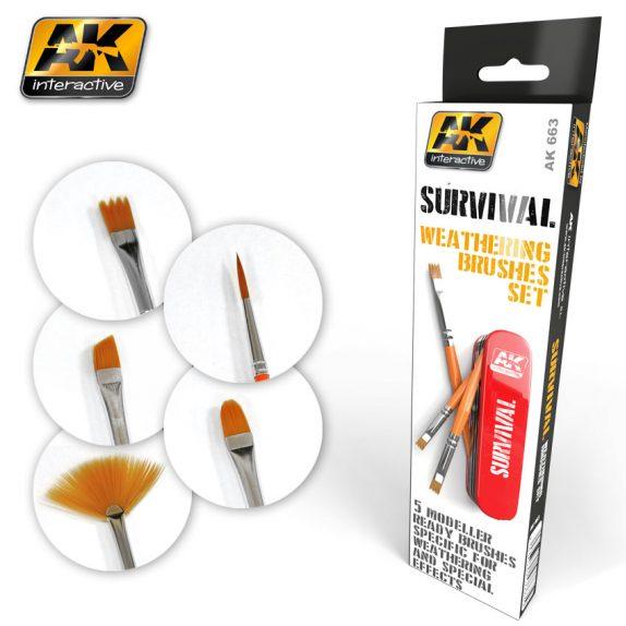 AK-Interactive Brushes: SURVIVAL- WEATHERING BRUSH SET 
