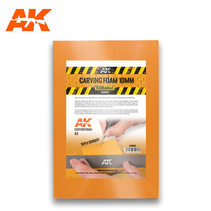 AK Interactive Carving Foam 10mm A5 Size (228 X 152mm) 