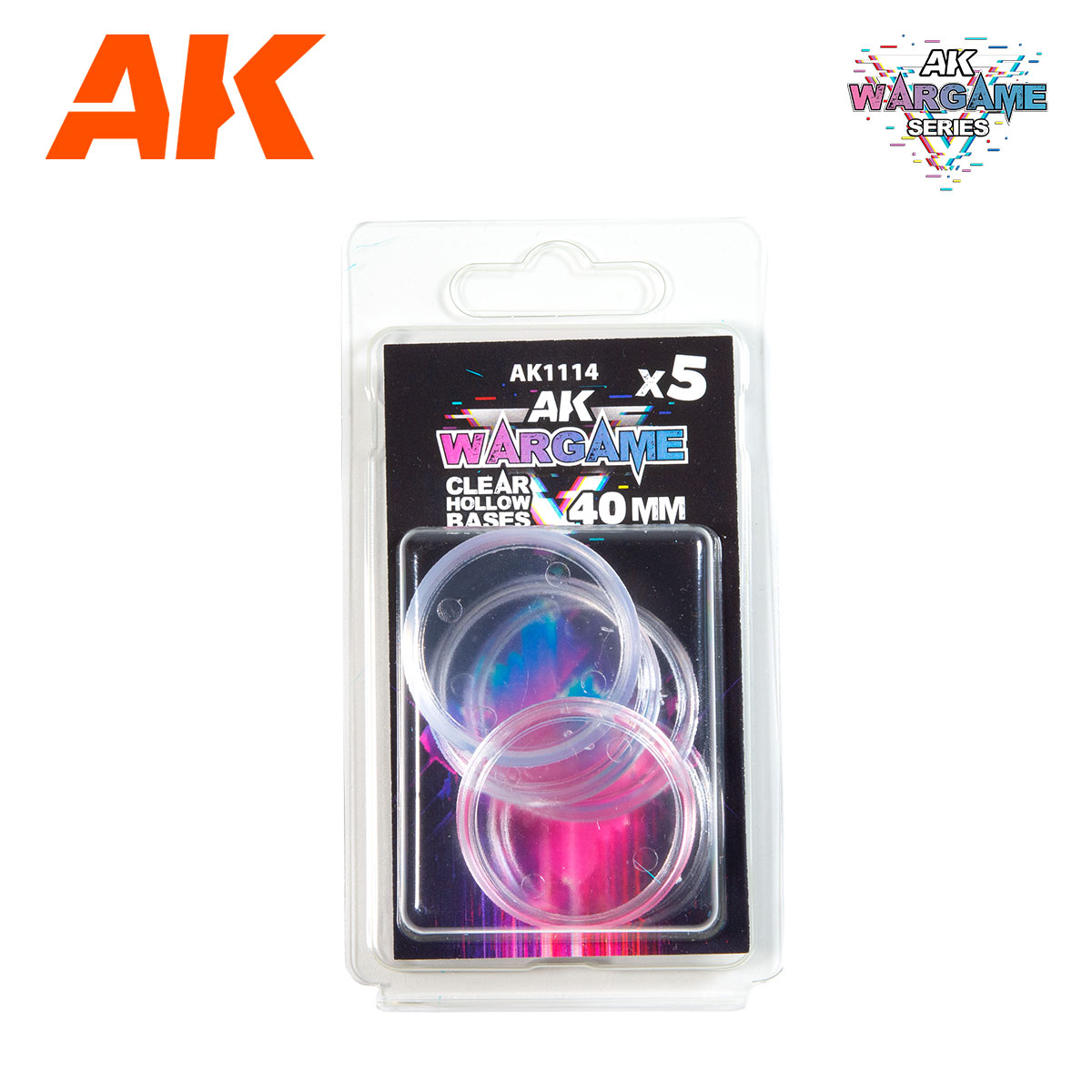 AK Interactive: Plastic Wargame Bases: Clear Hollow Base 40mm (5 Units) 