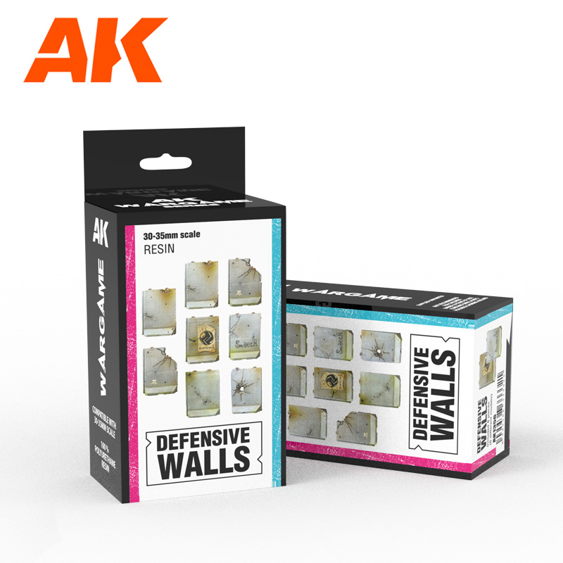 AK Interactive: Wargame Set 100% Polyurethane Resin Compatible With 30-35MM Scale: Defensive Walls 